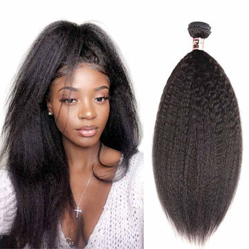 Peruvian Remy Kinky Straight Human Hair Weave Bundles-4